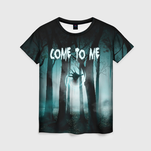 Женская футболка 3D с принтом Призрак в лесу, вид спереди #2