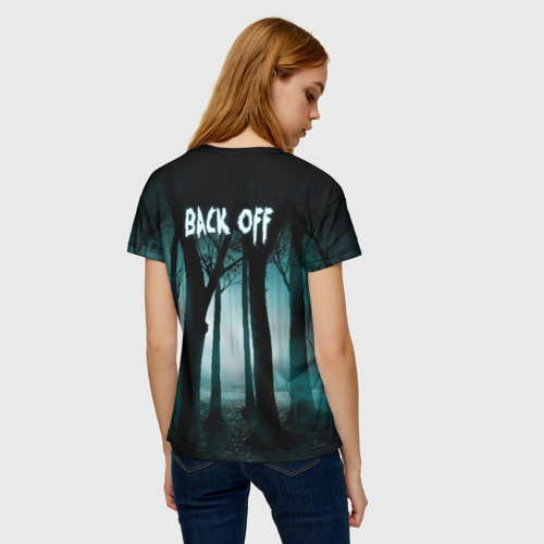 Женская футболка 3D с принтом Призрак в лесу, вид сзади #2
