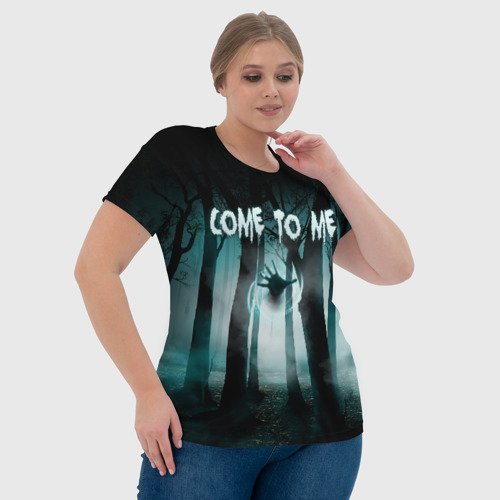 Женская футболка 3D с принтом Призрак в лесу, фото #4