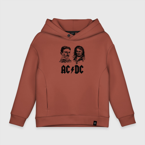 Детское худи Oversize хлопок AC/DC, цвет кирпичный