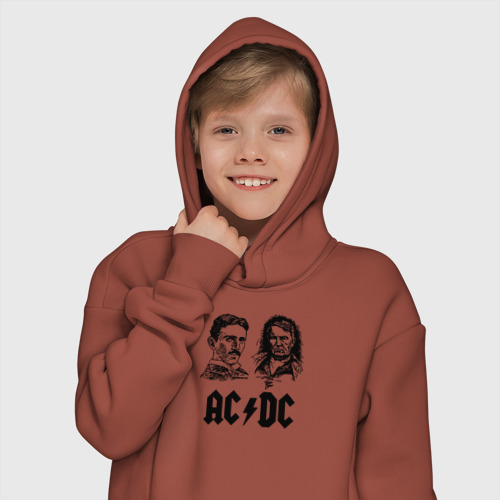 Детское худи Oversize хлопок AC/DC, цвет кирпичный - фото 12