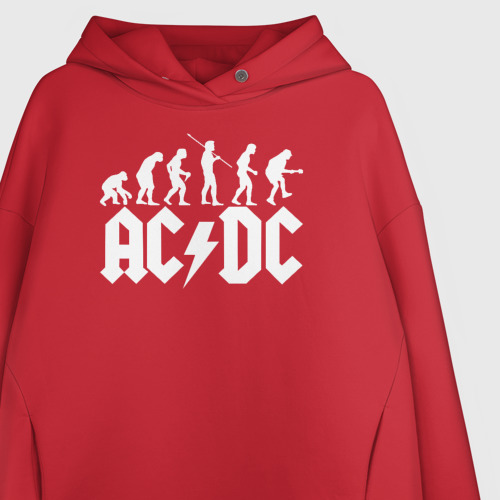 Женское худи Oversize хлопок AC/DC, цвет красный - фото 3