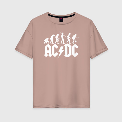Женская футболка хлопок Oversize AC/DC, цвет пыльно-розовый
