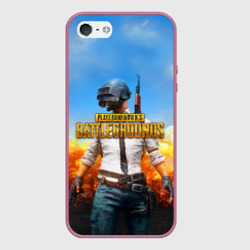 Чехол для iPhone 5/5S матовый PUBG hero ПАБГ герой в огне