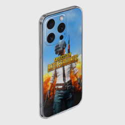 Чехол для iPhone 15 Pro силиконовый с защитой камеры PUBG hero ПАБГ герой в огне - фото 2