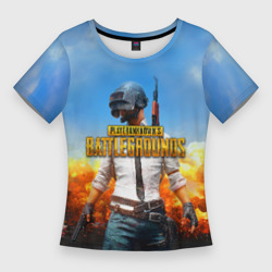 Женская футболка 3D Slim PUBG hero ПАБГ герой в огне