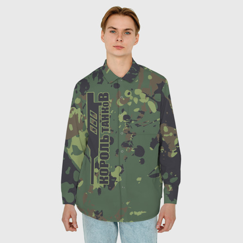 Мужская рубашка oversize 3D с принтом Король танков, фото на моделе #1
