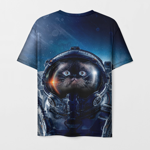 Мужская футболка 3D Кот космонавт, цвет 3D печать - фото 2
