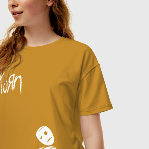 Женская футболка хлопок Oversize Korn, цвет горчичный - фото 3
