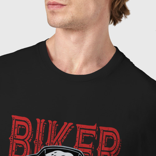 Мужская футболка хлопок Cool biker Skull, цвет черный - фото 6