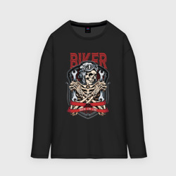 Женский лонгслив oversize хлопок Cool biker Skull