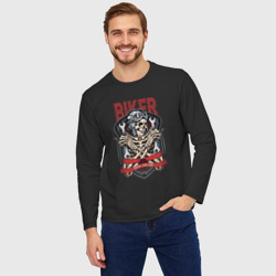 Мужской лонгслив oversize хлопок Cool biker Skull - фото 2