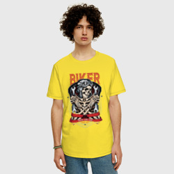 Мужская футболка хлопок Oversize Cool biker Skull - фото 2