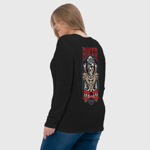 Женский лонгслив хлопок Cool biker Skull, цвет черный - фото 7