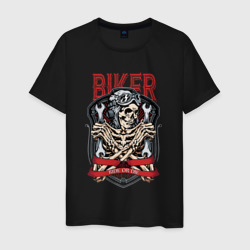 Мужская футболка хлопок Cool biker Skull