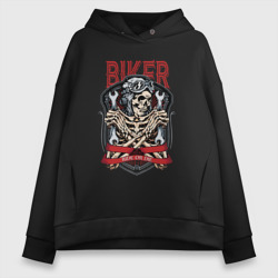 Женское худи Oversize хлопок Cool biker Skull