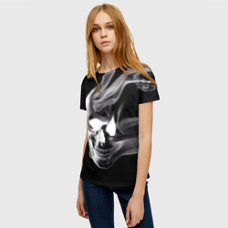 Женская футболка 3D Wind - smoky skull - фото 2