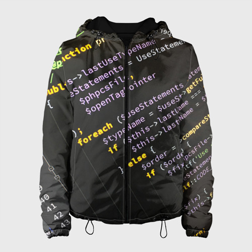 Женская куртка 3D ПРОГРАММНЫЙ КОД, цвет черный