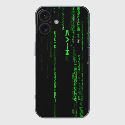 Чехол для iPhone 16 силиконовый с защитой камеры Матрица кода