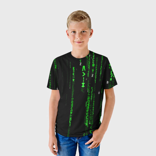 Детская футболка 3D Матрица кода, цвет 3D печать - фото 3