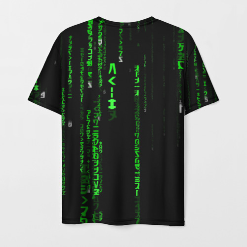 Мужская футболка 3D с принтом Матрица кода, вид сзади #1