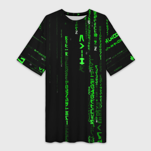 Платье-футболка 3D Матрица кода, цвет 3D печать