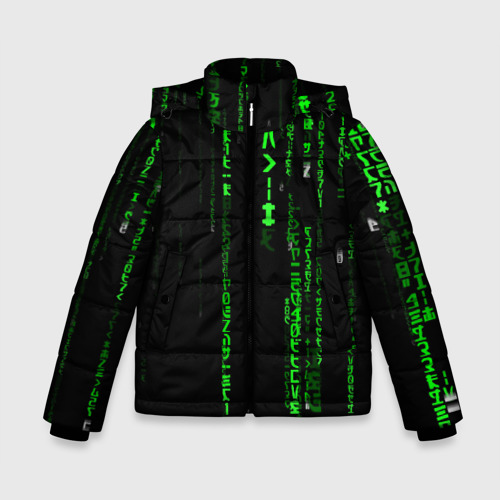 Зимняя куртка для мальчиков 3D Матрица кода, цвет светло-серый