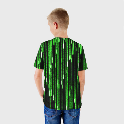 Детская футболка 3D с принтом МАТРИЦА, вид сзади #2