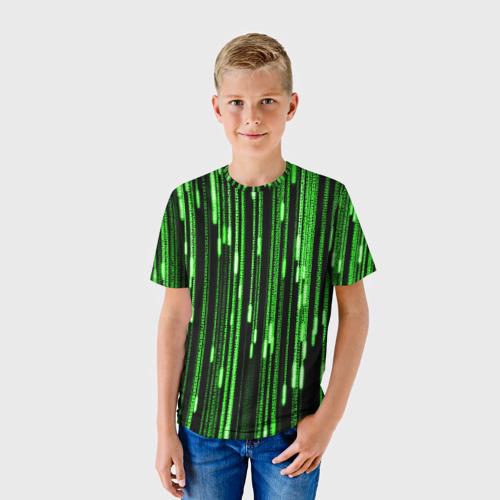 Детская футболка 3D с принтом МАТРИЦА, фото на моделе #1