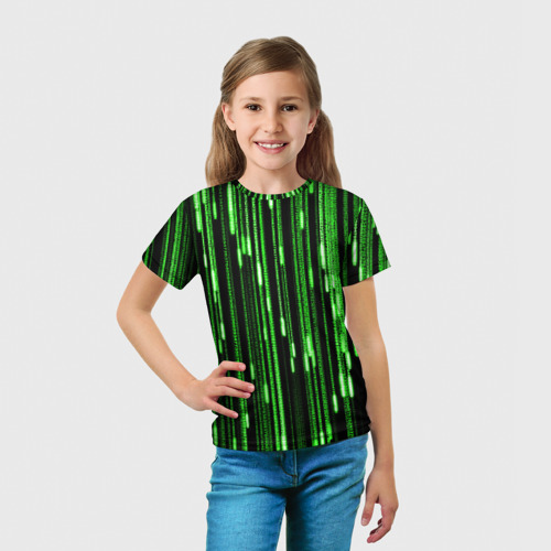Детская футболка 3D с принтом МАТРИЦА, вид сбоку #3