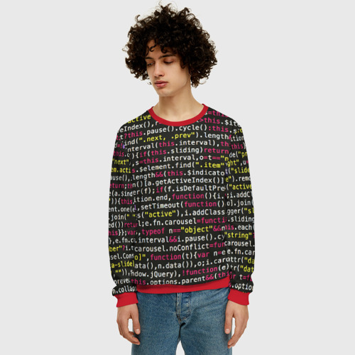 Мужской свитшот 3D Цифры кода, цвет красный - фото 3