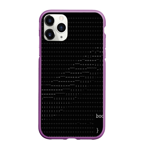 Чехол для iPhone 11 Pro Max матовый Символьный код, цвет фиолетовый