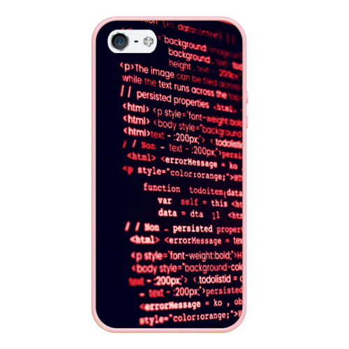 Чехол для iPhone 5/5S матовый HTML&PHP, цвет светло-розовый