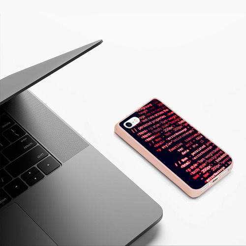 Чехол для iPhone 5/5S матовый HTML&PHP, цвет светло-розовый - фото 5