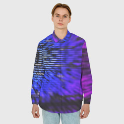 Мужская рубашка oversize 3D Неоновый код - фото 2