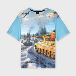 Женская футболка oversize 3D Советский танк