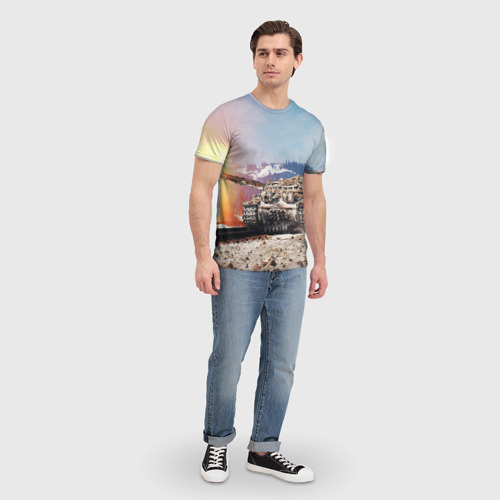 Мужская футболка 3D с принтом ТАНК, вид сбоку #3