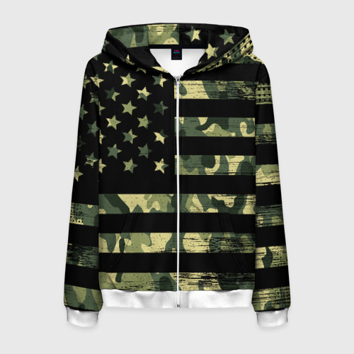 Мужская толстовка 3D на молнии American Flag Camo, цвет белый