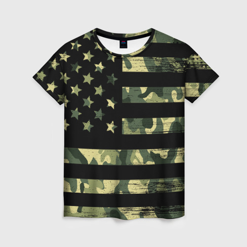 Женская футболка 3D American Flag Camo