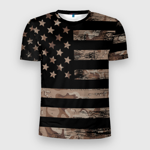 Мужская футболка 3D Slim American Flag Camo, цвет 3D печать