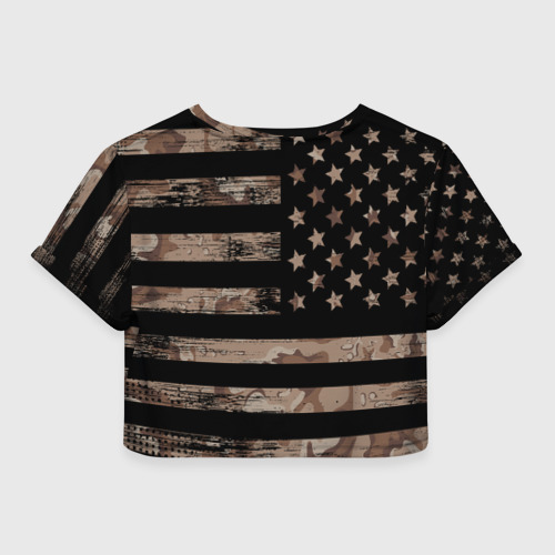 Женская футболка Crop-top 3D American Flag Camo, цвет 3D печать - фото 2