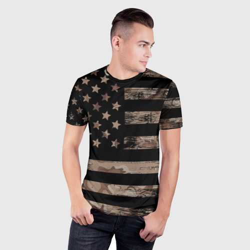 Мужская футболка 3D Slim American Flag Camo, цвет 3D печать - фото 3