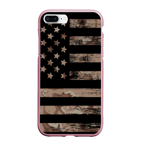 Чехол для iPhone 7Plus/8 Plus матовый American Flag Camo, цвет розовый