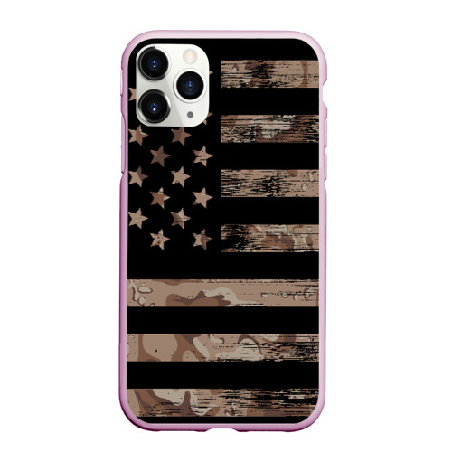 Чехол для iPhone 11 Pro Max матовый American Flag Camo, цвет розовый