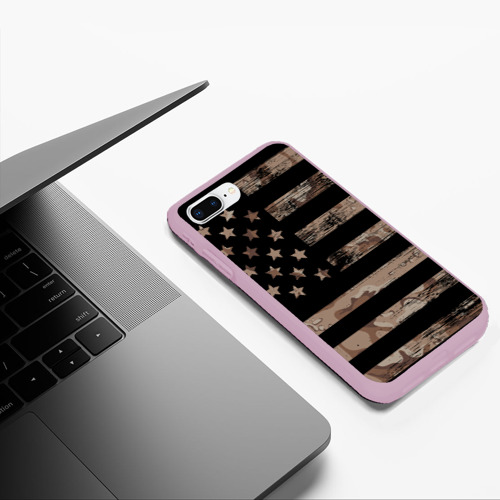 Чехол для iPhone 7Plus/8 Plus матовый American Flag Camo, цвет розовый - фото 5