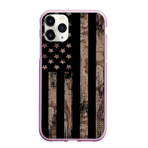 Чехол для iPhone 11 Pro Max матовый American Flag Camo, цвет розовый