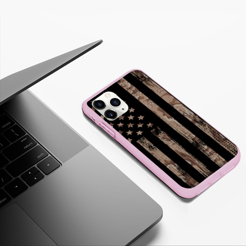 Чехол для iPhone 11 Pro Max матовый American Flag Camo, цвет розовый - фото 5