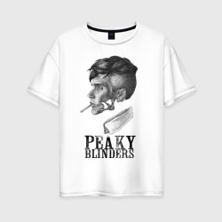 Женская футболка хлопок Oversize Череп Томми Peaky Blinders