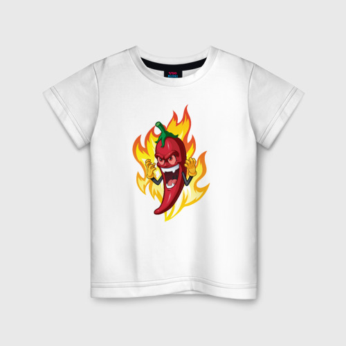 Детская футболка из хлопка с принтом Перец, вид спереди №1