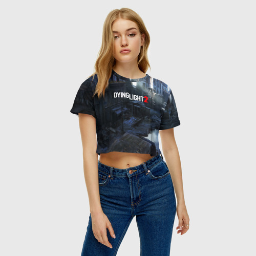 Женская футболка Crop-top 3D DYING LIGHT 2, цвет 3D печать - фото 3